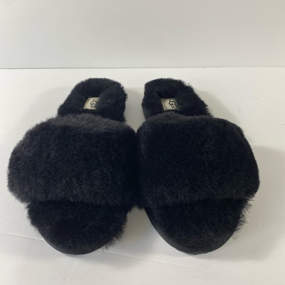 UGG Fluff Slide II Sheepskin Black Slide Slipper - Picture 5 of 11